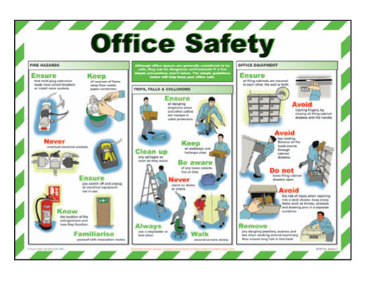 Workplace Safety Posters - Office Safety , 420 x 590mm Laminated
