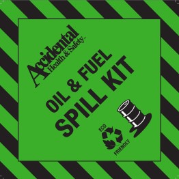 Accidental Eco-Friendly Oil & Fuel Spill Kit Bin Label FRONT 