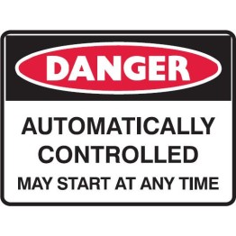 Danger Automatically Controlled May Start At Any Time Labels 125x90 SAV Pk5