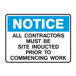 All Contractors Must Be Site Inducted Prior To