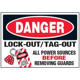 Arc Flash & Lockout Labels - Lock-Out/Tag-Out All Power Sources