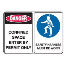 Confined Space Enter By Permit Only / Safety Harness Must Be Worn