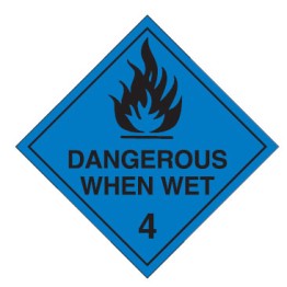 Dangerous Goods Labels & Placards - Dangerous When Wet (Black)