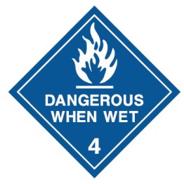 Dangerous When Wet 4 (White) - 50 x 50mm Self Adhesive Vinyl Pack 50