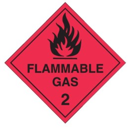 Dangerous Goods Labels & Placards - Flammable Gas 2 (Black & Red )