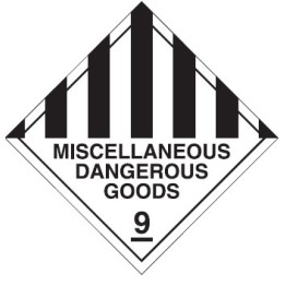 Miscellaneous Dangerous Goods 9 250 x 250mm Self Adhesive Vinyl