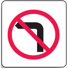 Direct No Left Turn Sign 600x600mm C2 Ref Aluminium