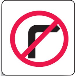 Direct No Right Turn Sign 600x600mm C2 Ref Aluminium