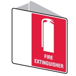 Double Sided Fire Sign - Fire Extinguisher 225 x 225mm Polypropylene