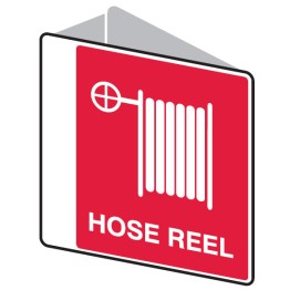 Double Sided Fire Signs - Hose Reel 225 x 225mm Polypropylene