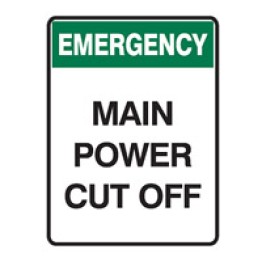 Emergency Info Signs - Main Power Cut Off