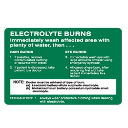 Electrolyte Burns Immediately Wash Affected Area With