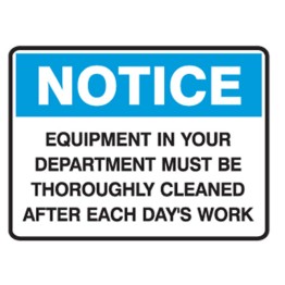 Equipment In Your Department Must Be Thoroughly Cleaned