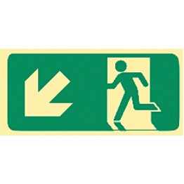 Exit & Evacuation Signs - Arrow Down Diagonal Left (Wth Picto)