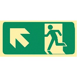 Exit & Evacuation Signs - Arrow Up Diagonal Left (Wth Picto)