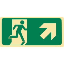 Exit & Evacuation Signs - Arrow Up Diagonal Right (With Picto)