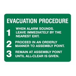 Exit & Evacuation Signs - Evacuation Procedure