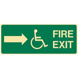 Exit & Evacuation Signs - Fire Exit Arrow Right , Wheel Chair Picto