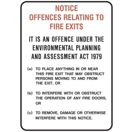 Fire Equipment Signs - Offences Relating To Fire Exits..