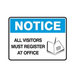 Graphic All Visitors Must Register At Office