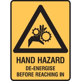 Hand Hazard De-Energise Before Reaching In W/Picto