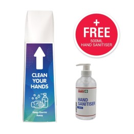 Mini Hand Sanitising Station Floor Stand, Hand Hygiene for Kids + FREE Hand Sanitiser 500ml Pump