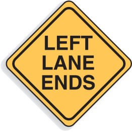 Left Lane Ends Sign 750x750mm C2 Ref Aluminium