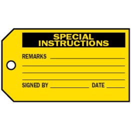 Material Control Tags - Special Instructions 76 x 146mm Pk25