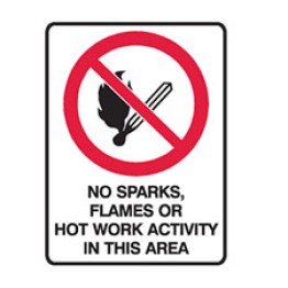 No Sparks, Flames Or Hot Work Activity In This Area