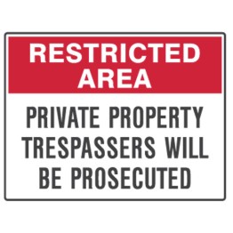 Private Property Trespassers Will Be Prosecuted