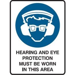 Hearing And Eye Protection Must Be Worn In This Area Labels