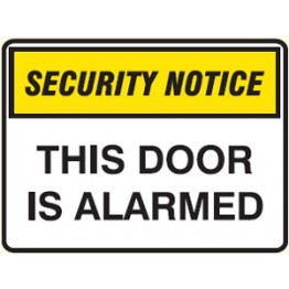 Security Notice This Door Is Alarmed 100mm x 100mm Rigid Photo PP-887G 