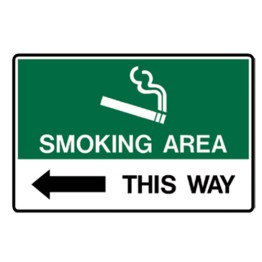 Smoking Area This Way - Left Arrow