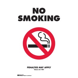 VIC NO SMOKING PENALTIES MAY APPLY 450X600 METAL