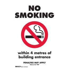 VIC NO SMOKING WITHIN 4 METRES OF BUILDING ENTRANCE 180X250 SS