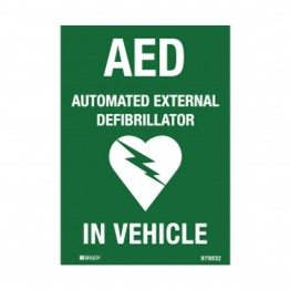 AED Defibrillator Labels - AED in Vehicle, 90 x 125mm, Pack of 5