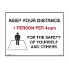 Keep Your Distance 1 Person 4sqm Sign