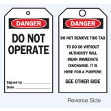 Lockout Tags - Danger Do Not Operate - Reverse Side #4
