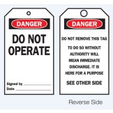 Lockout Tags - Danger Do Not Operate - Reverse Side #4