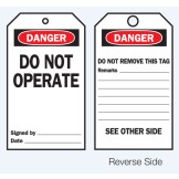 Lockout Tags - Danger Do Not Operate - Reverse Side #3