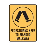 Pedestrians Keep To Marked Walkway