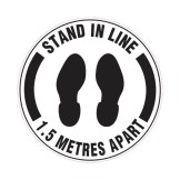 Floor & Carpet Marking Sign - Stand In Line 1.5 Metres Apart