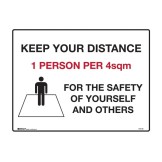 Keep Your Distance 1 Person 4sqm Sign