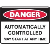 Danger Automatically Controlled May Start At Any Time Labels 125x90 SAV Pk5