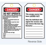 Lockout Tags - Danger Do Not Operate I Certify That The Following.. - Reverse Side #2