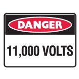 Danger 11000 Volts Labels 125x90 SAV Pk5
