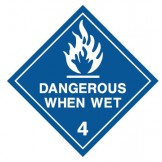 Dangerous Goods Labels & Placards - Dangerous When Wet (White)