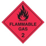 Dangerous Goods Labels & Placards - Flammable Gas 2 (Black & Red )