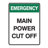 Emergency Info Signs - Main Power Cut Off