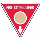 Fire Equipment Triangle Signs - Fire Extinguisher Arrow Down Beige